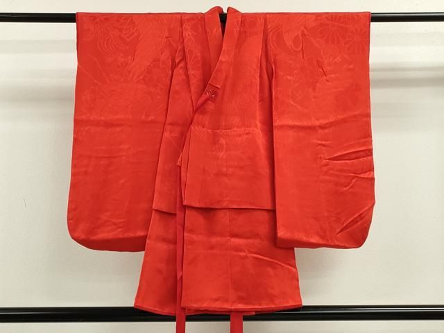 平和屋着物 アンティーク 大正ロマン 七五三 女の子 ３歳 長襦袢 飛鶴草花地紋 ze