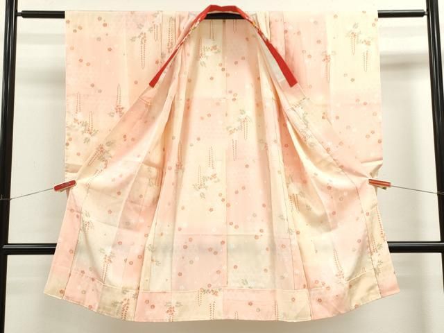 平和屋着物 七五三 女の子 ７歳 長襦袢 網目藤梅文 暈し染め 半衿刺繍 ze