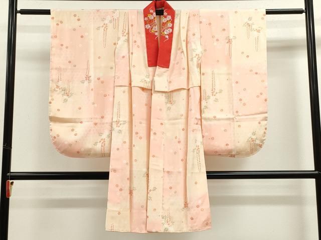 平和屋着物 七五三 女の子 ７歳 長襦袢 網目藤梅文 暈し染め 半衿刺繍 ze