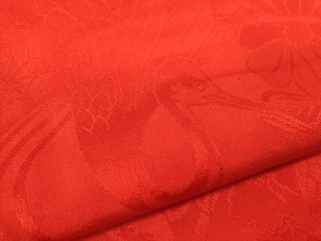  平和屋着物 アンティーク 大正ロマン 七五三 女の子 ３歳 祝着 被布 色無地 飛鶴草花地紋 赤色 ze 着物 着物ドレス 着物 浴衣 和小物