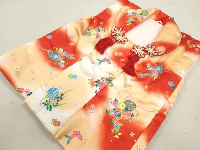  平和屋着物 七五三 女の子 ３歳 祝着 三つ身 長襦袢 被布セット 花籠舞蝶文 暈し染め 洗える着物 ze 着物 着物ドレス 着物 浴衣 和小物