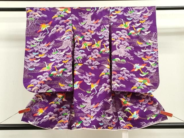 平和屋着物 七五三 女の子 ３歳 祝着 三つ身 飛鶴松文 金彩 ze