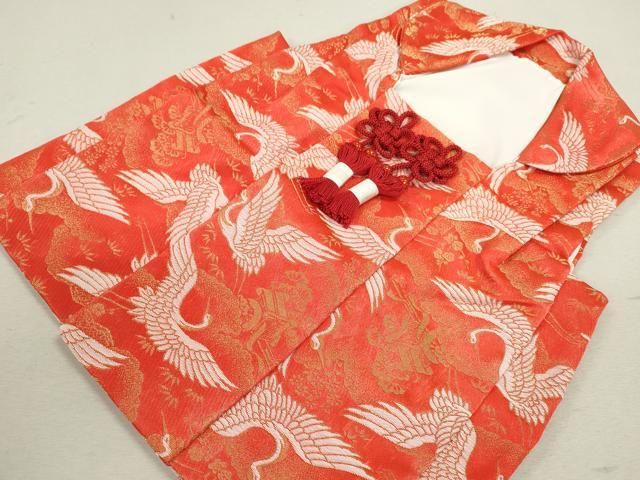 平和屋着物 七五三 女の子 ３歳 被布 飛鶴風景文 金糸 ze