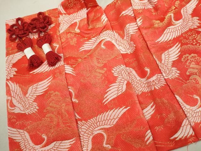 平和屋着物 七五三 女の子 ３歳 被布 飛鶴風景文 金糸 ze