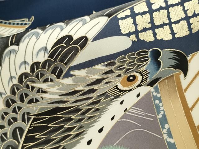 鷹人物風景文 暈し染め