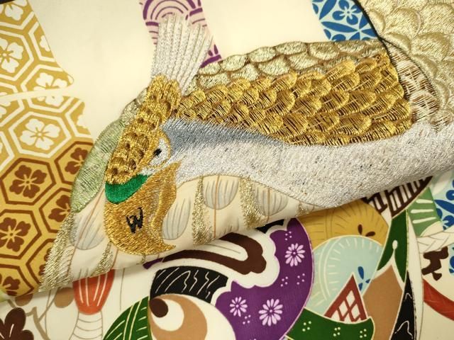  平和屋着物 お宮参り 男の子 祝着 産着 初着 のしめ 刺繍 鷹 宝尽くし吉祥間道 黒地 ze 着物 着物ドレス 着物 浴衣 和小物