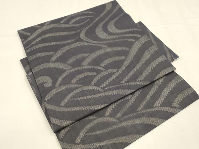 平和屋着物 夏物 つけ帯 流水文 黒地 正絹 cm