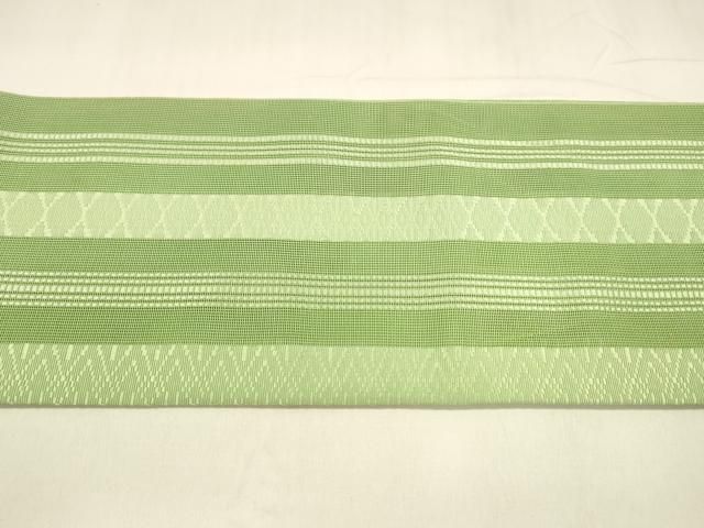 平和屋着物＊夏物 本場筑前博多織 つけ帯 紗献上 若葉色 正絹 逸品