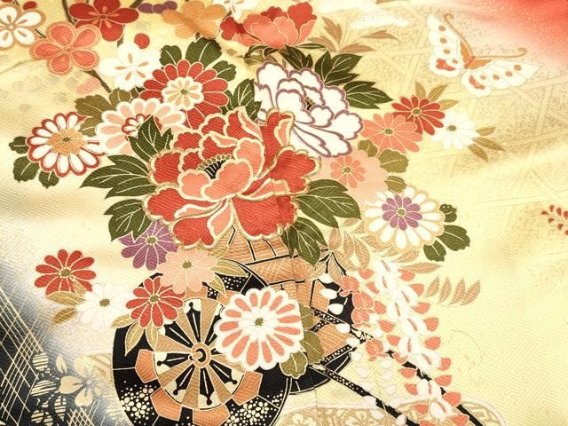 四つ身 舞蝶花車文