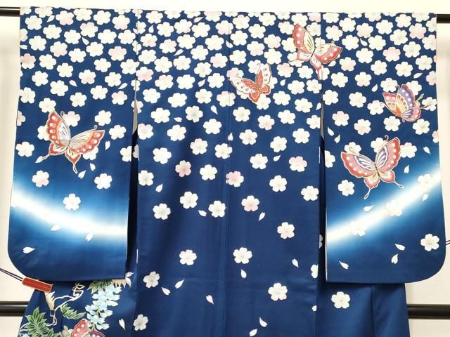 平和屋着物 七五三 女の子 ７歳 祝着 四つ身 鞠舞蝶花文 暈し染め 金銀彩 ma