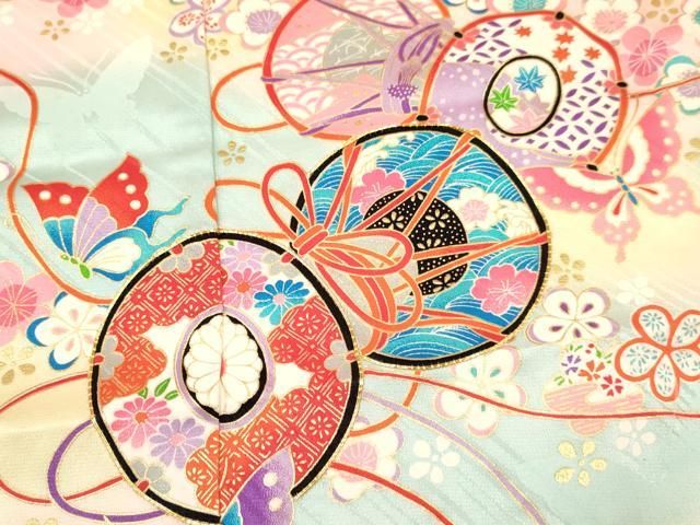 鼓花蝶文 暈し染め