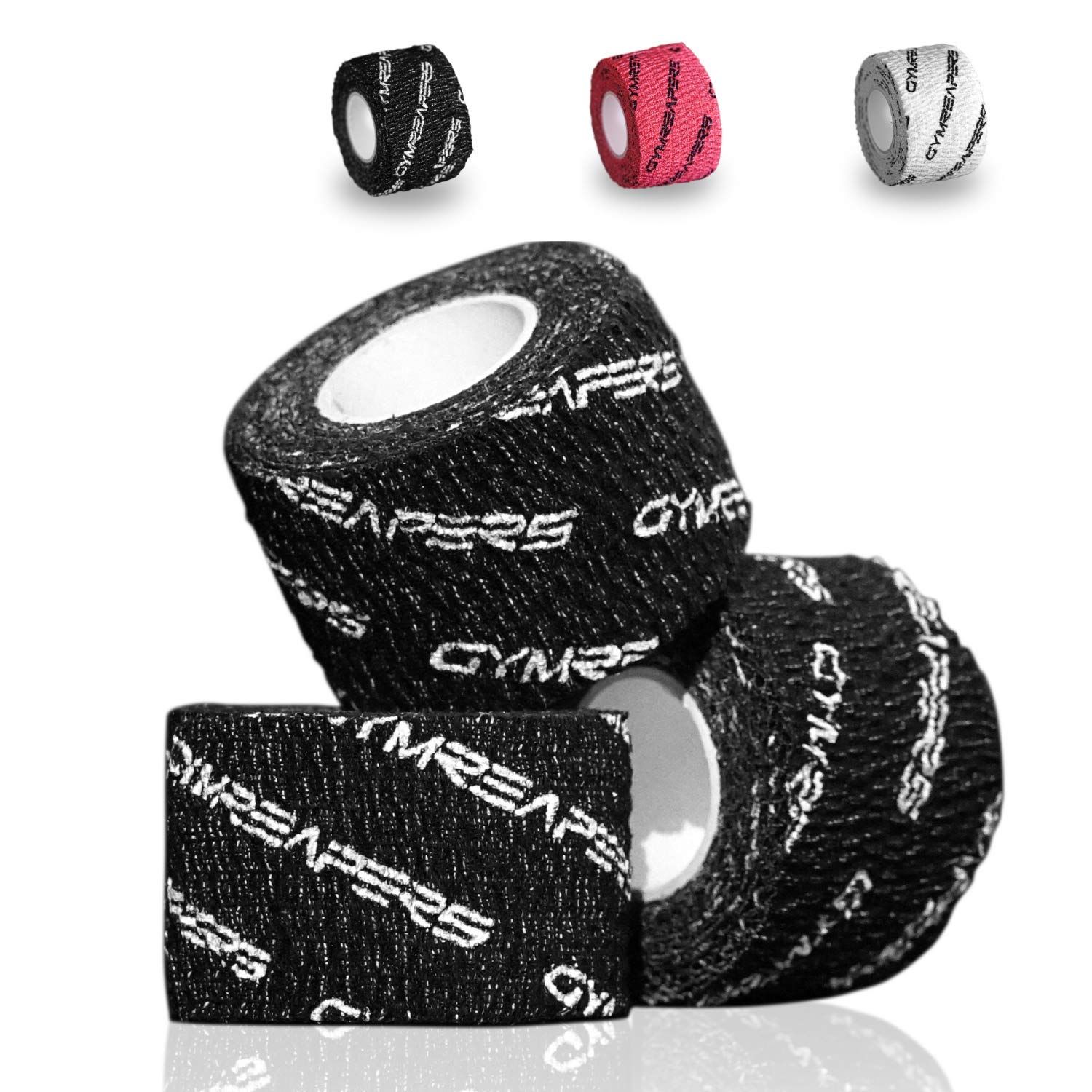 Gymreapers ウェイトリフティング 粘着 親指テープ ストレッチアスレチックテープ グリップ&保護 オリンピックリフティング クロストレーニング パワーリフティング Hookgrip (ブラック 3ロール)