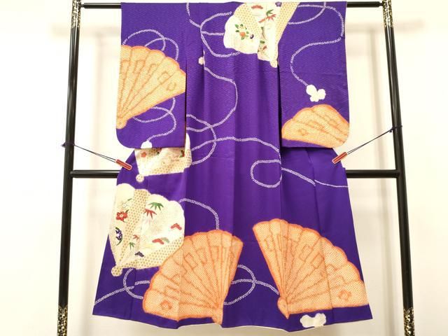 平和屋着物 アンティーク 大正ロマン 七五三 女の子 ７歳 祝着 四つ身 駒刺繍 絞り 松竹梅 檜扇花文 金銀彩 ma