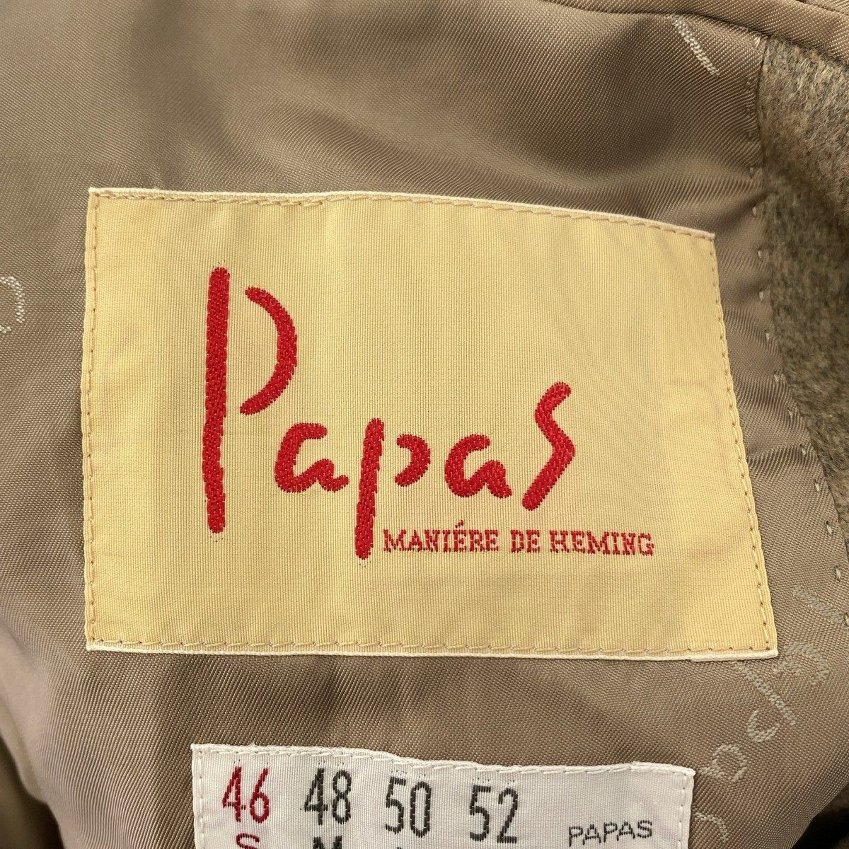 Papas パパス カシミヤテーラードジャケット D0464FJ 005 ベージュ 46
