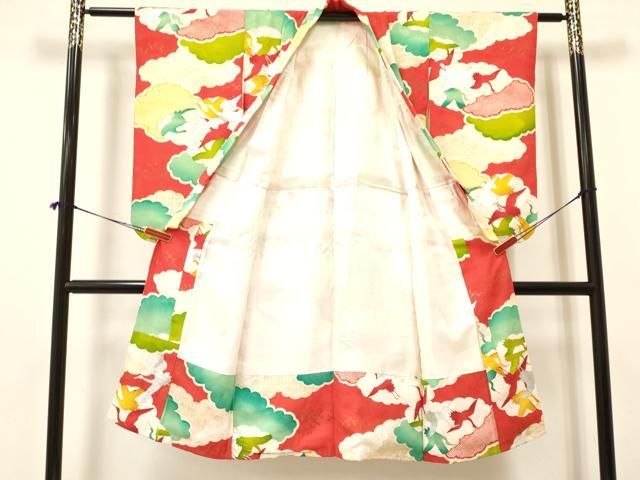 平和屋着物 七五三 女の子 ７歳 祝着 四つ身 飛鶴 金銀彩 ma