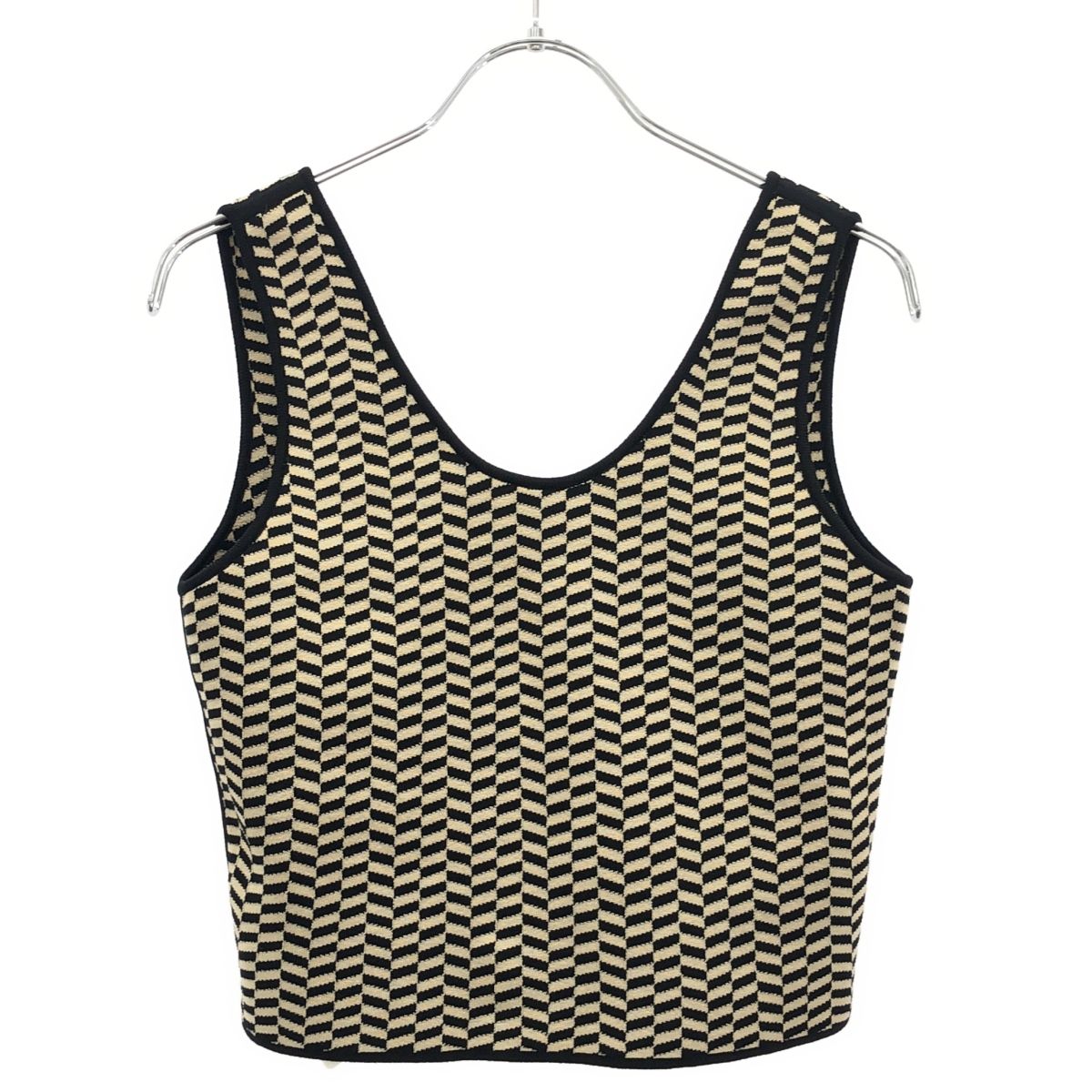 Pepa Pombo ペパポンボ 24 SS ニットベスト ベージュ×ブラック