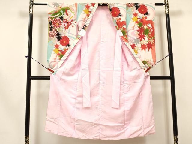 平和屋着物 七五三 女の子 ７歳 祝着 四つ身 花鳥文 金彩 ma