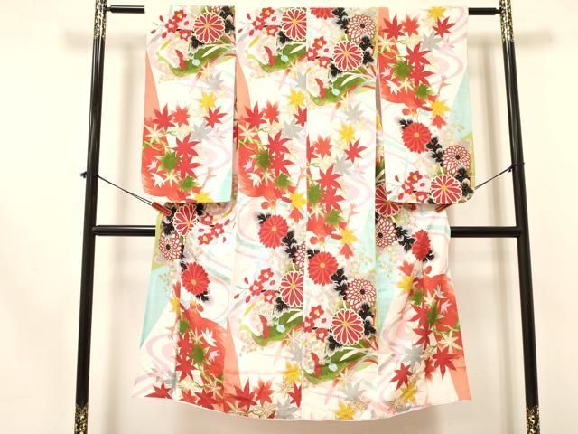 平和屋着物 七五三 女の子 ７歳 祝着 四つ身 花鳥文 金彩 ma