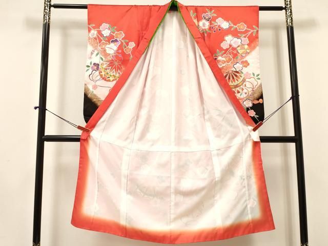 平和屋着物 七五三 女の子 ７歳 祝着 四つ身 鞠花文 暈し染め 金彩 ma