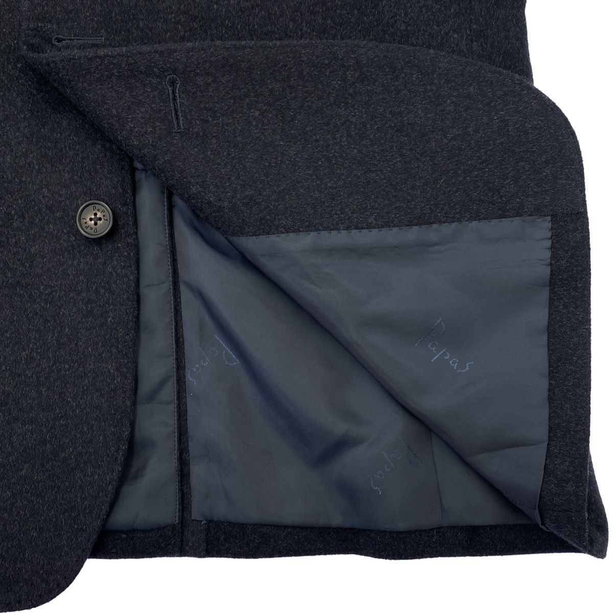 Papas カシミヤ ネイビー テーラードジャケット 最高級 Papas パパス カシミア 100% テーラードジャケット ネイビー