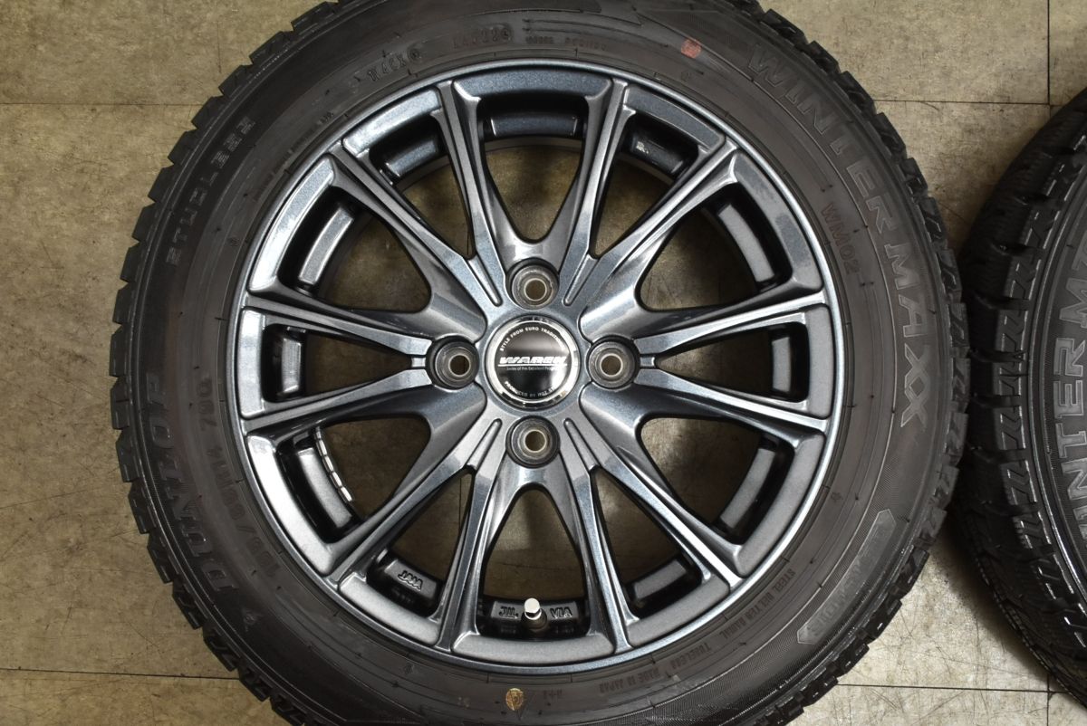  バリ溝 WAREN 14 in 5 J 38 PCD 100 ダンロップ WM 02 165 65 R パッソ タンク ルーミー ヴィッツ フィット トール インサイト ノート 14インチ タイヤ ホイールセット