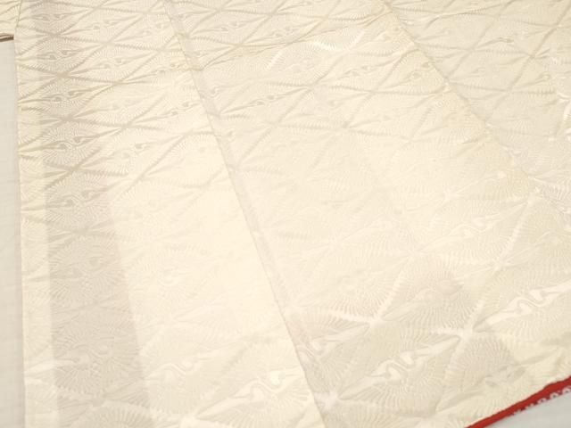  平和屋着物 七五三 女の子 ７歳 祝着 四つ身 双鶴菱地紋 アイボリー色 ma 着物 着物ドレス 着物 浴衣 和小物