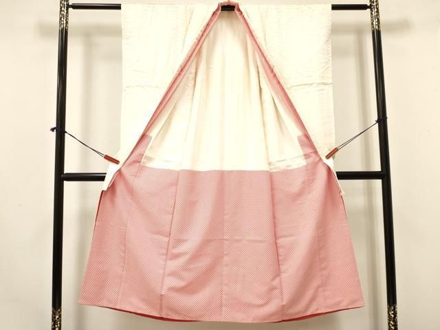 平和屋着物 七五三 女の子 ７歳 祝着 四つ身 双鶴菱地紋 アイボリー色 ma