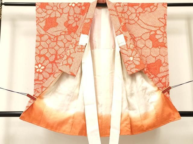 平和屋着物 七五三 女の子 ７歳 祝着 四つ身 総絞り 草花文 ma