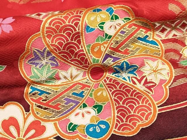 平和屋着物 七五三 女の子 ７歳 祝着 四つ身 駒刺繍 花蝶文 暈し染め 金彩 ma 着物 着物ドレス 着物 浴衣 和小物