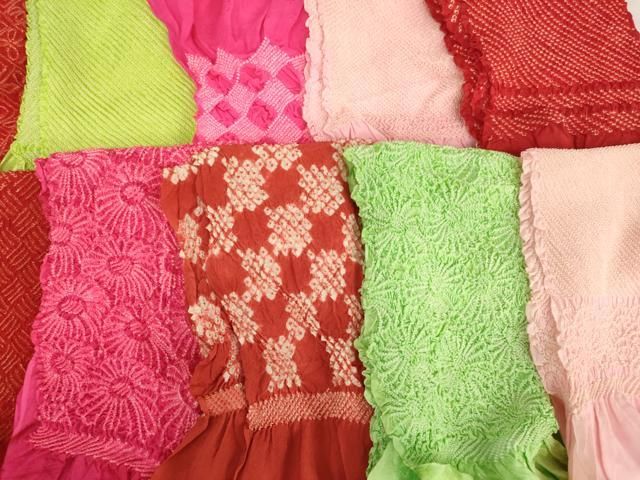  平和屋着物 七五三 女の子 和装小物 帯揚げ セット 総絞り 中抜き絞り あり 正絹 ja その他 キッズファッション小物