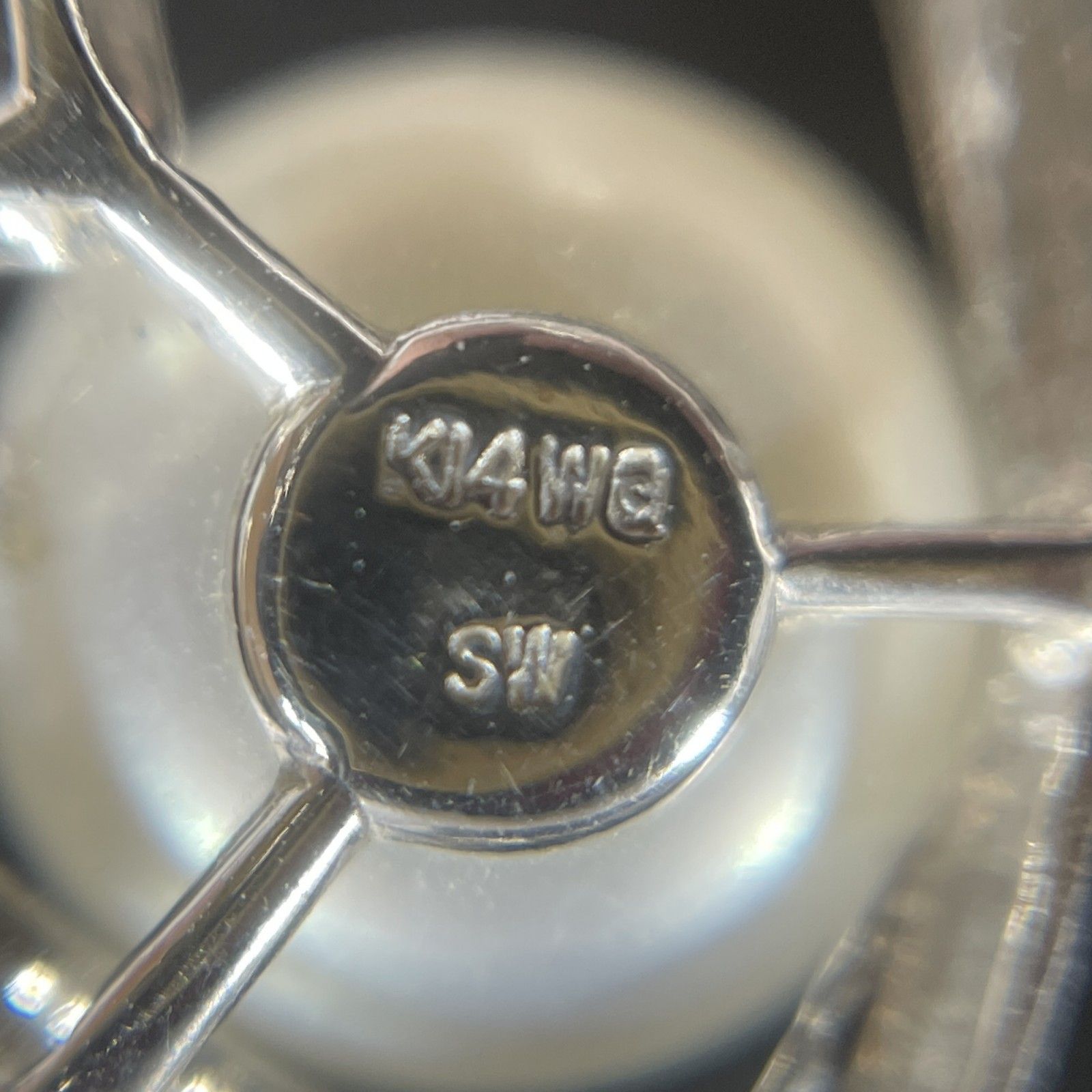 K14WG ネックレストップ　刻印あり ☆ K14/K14WG刻印 14金 ホワイトゴールド トップス付きネックレス