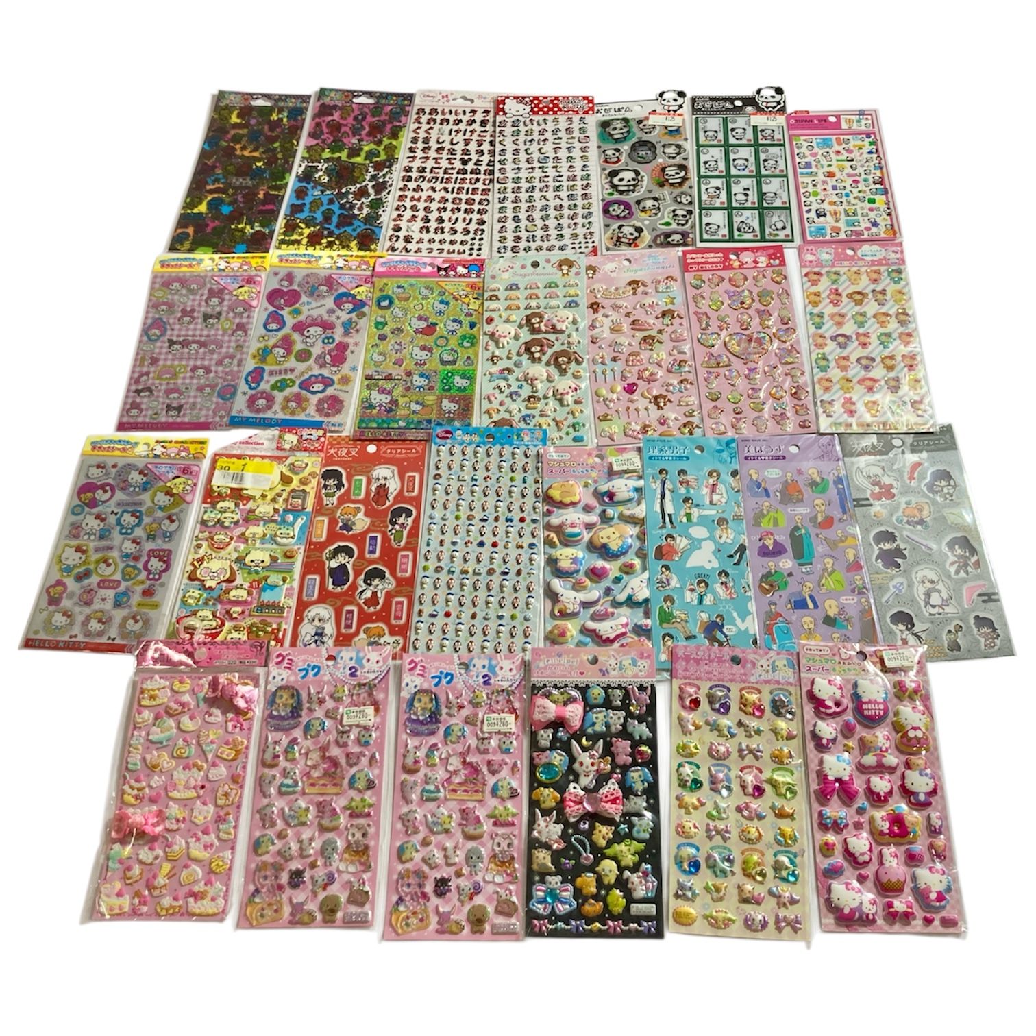 デコレーションシール 28点 まとめ商品 平成レトロ ぷくぷく マシュマロ サンリオ おじぱん ディズニー ひらがな など シール交換 0.2 kg