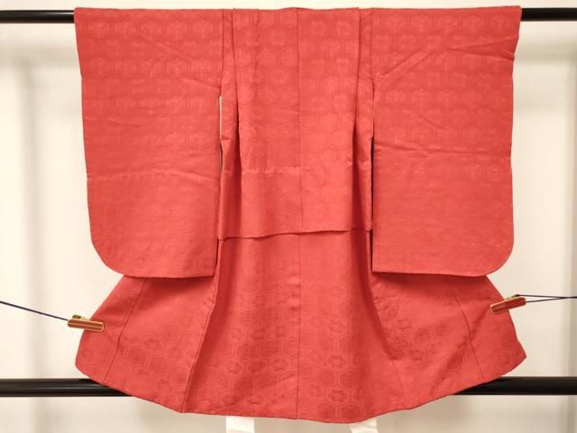 平和屋着物 七五三 女の子 ３歳 祝着 三つ身 被布セット 菊地紋 茜色 ma