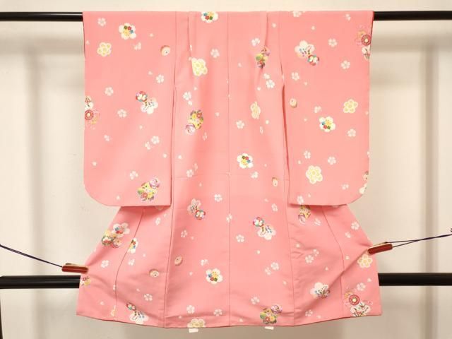 平和屋着物 七五三 女の子 ３歳 祝着 三つ身 被布セット 鞠 舞桜花蝶文 ma