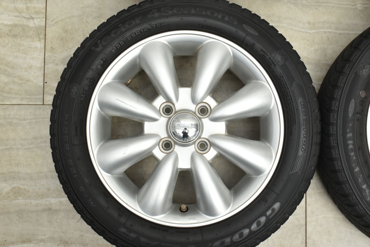 程度良好 ララパーム 14 in 4 5 J 43 PCD 100 ベクター4シーズン 155 65 R N BOX デイズ ルークス ワゴンR スペーシア アルト タント