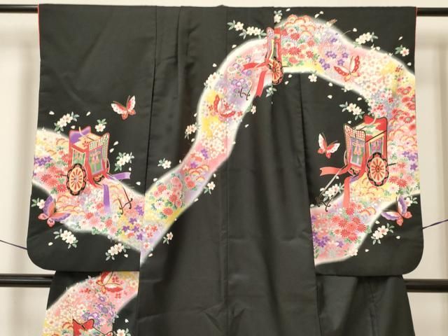 御所車花蝶文 暈し染め