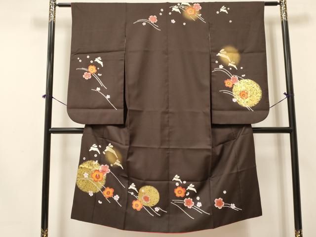 平和屋着物 七五三 女の子 ７歳 祝着 四つ身 袋帯セット 跳び兎 舞桜 暈し染め 金彩 ma