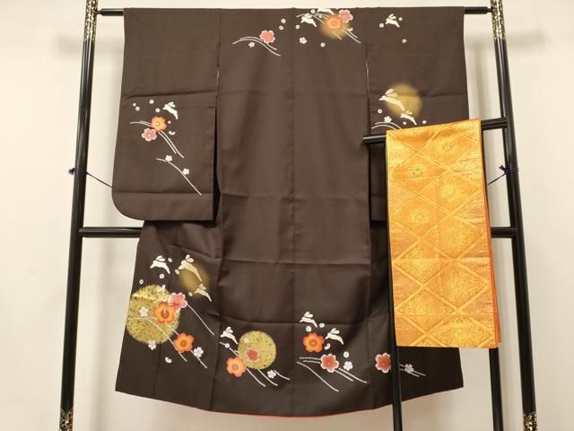 平和屋着物 七五三 女の子 ７歳 祝着 四つ身 袋帯セット 跳び兎 舞桜 暈し染め 金彩 ma