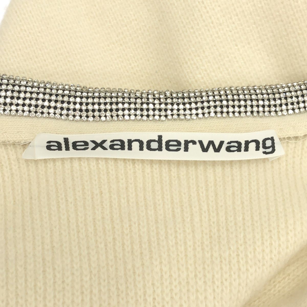  ALEXANDER WANG アレキサンダーワン ラインストーン ニットカーディガン アイボリー M 長袖 カーディガン ボレロ アンサンブル