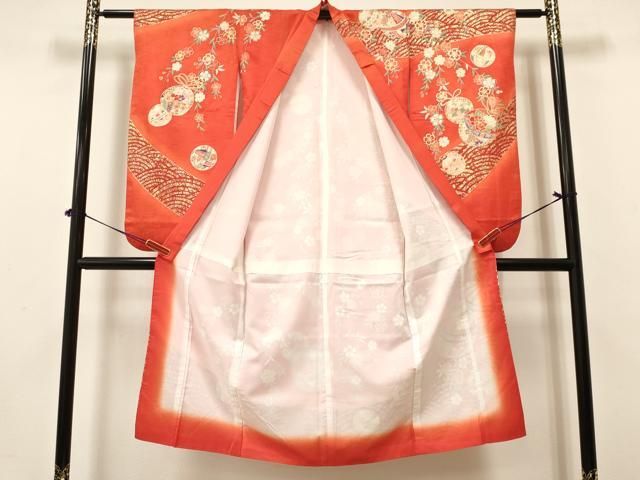  平和屋着物 七五三 女の子 ７歳 祝着 四つ身 袋帯セット 鞠花文 暈し染め 金彩 ma 着物 着物ドレス 着物 浴衣 和小物