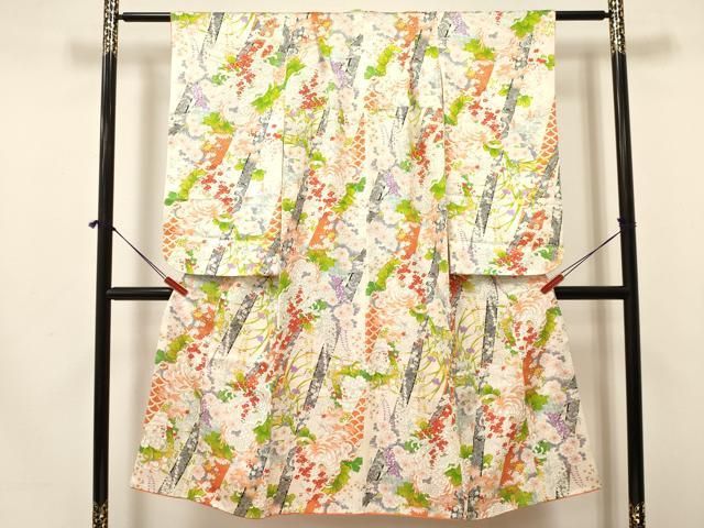 平和屋着物 七五三 女の子 ７歳 祝着 四つ身 袋帯セット 乱菊 草花文 金彩 ma