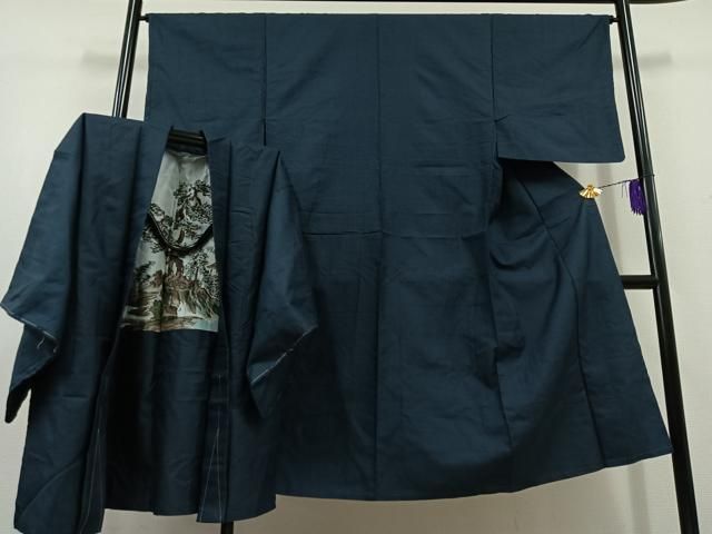 平和屋着物 男性 紬 単衣 アンサンブル 110亀甲 総詰め 正絹 jh