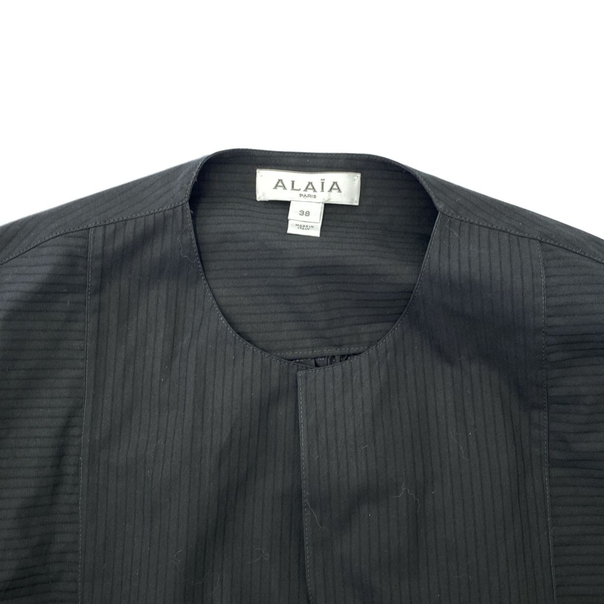 ALAIA アライア ノースリーブシャツボディスーツ AA9H04345T620 ブラック 38 ALAIA アライア ノースリーブシャツボディスーツ AA9H04345T620
