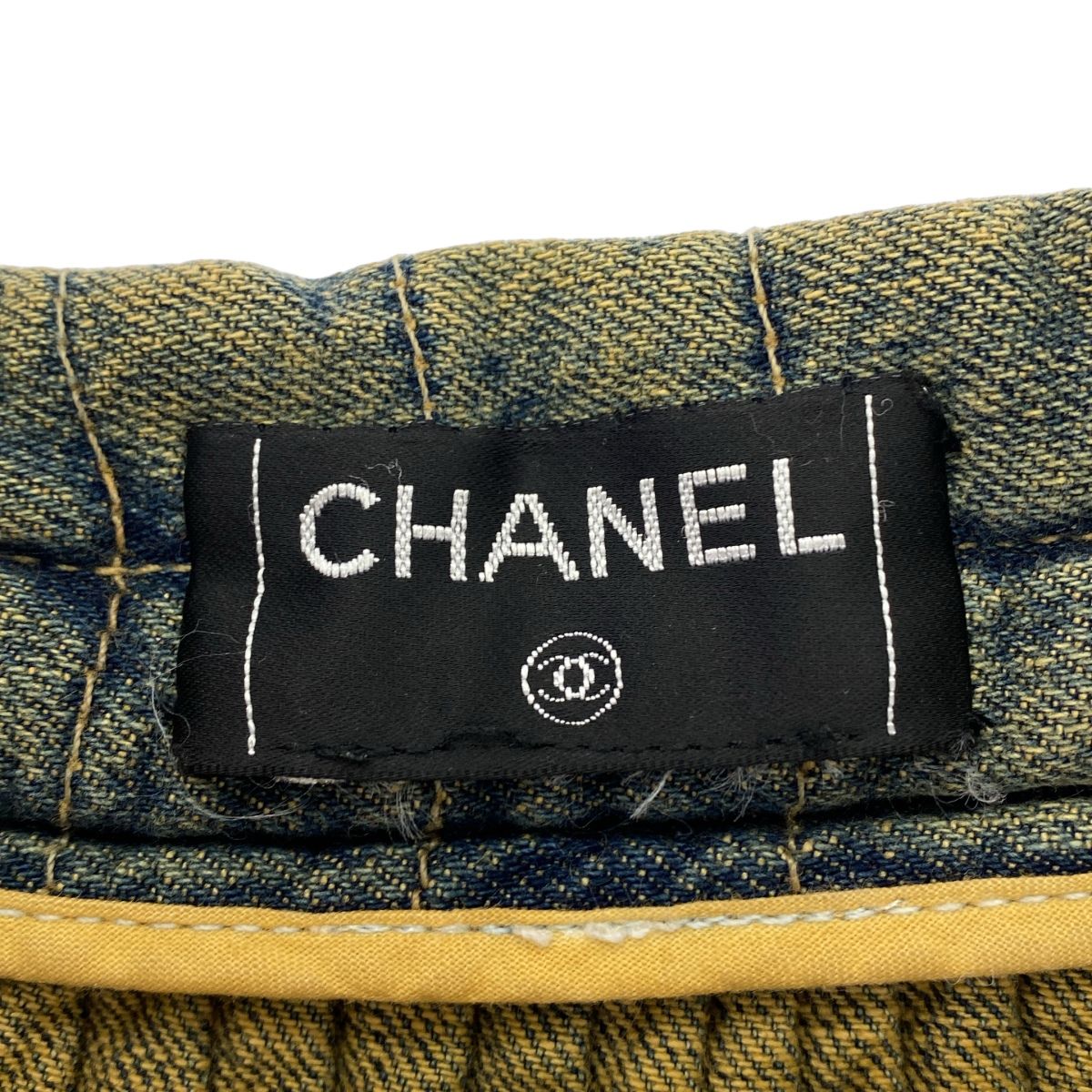 CHANEL シャネル チョコバー プリーツデニムスカート インディゴブルー