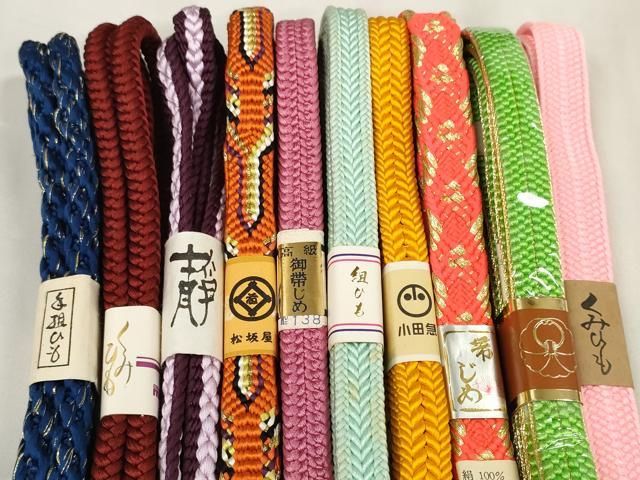 平和屋着物 和装小物 帯締め10本セット 手組紐 組紐 角八つ組 金糸 小田急 松坂屋扱い 全て正絹 zzz