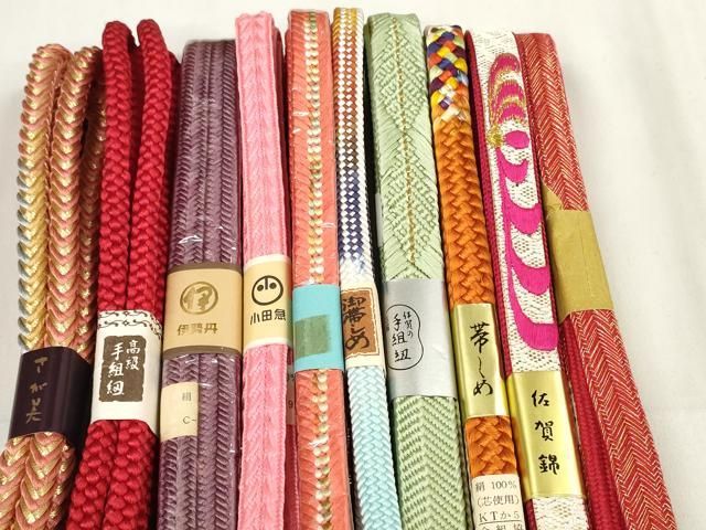 平和屋着物 和装小物 帯締め10本セット 佐賀錦 手組紐 笹浪組 冠組 金糸 小田急 伊勢丹 さが美扱い 全て正絹 zzz