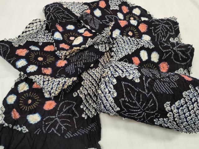 平和屋着物∴夏物 浴衣 有松鳴海絞 反物 着尺 湯のし前 花繋ぎ 綿 zzz