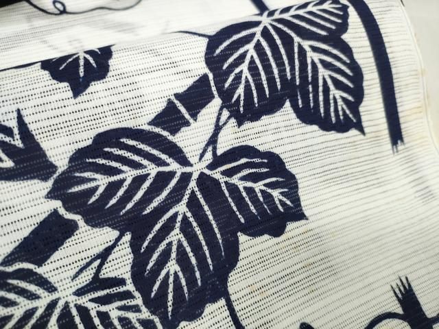  平和屋着物∴夏物 竺仙 浴衣 反物 着尺 綿絽 朝顔 アサガオ 証紙付き 綿 zzz 浴衣反物 浴衣