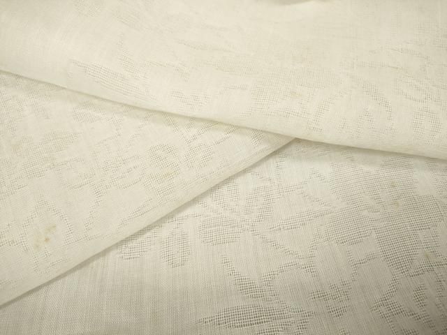  平和屋着物 夏物 長襦袢 小千谷ちぢみ 反物 着尺 小千谷本麻紋紗 草花紋紗 小千谷織物 証紙付き 麻 zzz その他 着物反物