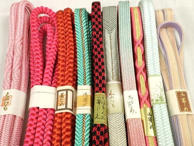平和屋着物 和装小物 帯締め10本セット 組紐 笹浪組 金糸 全て正絹 zzz
